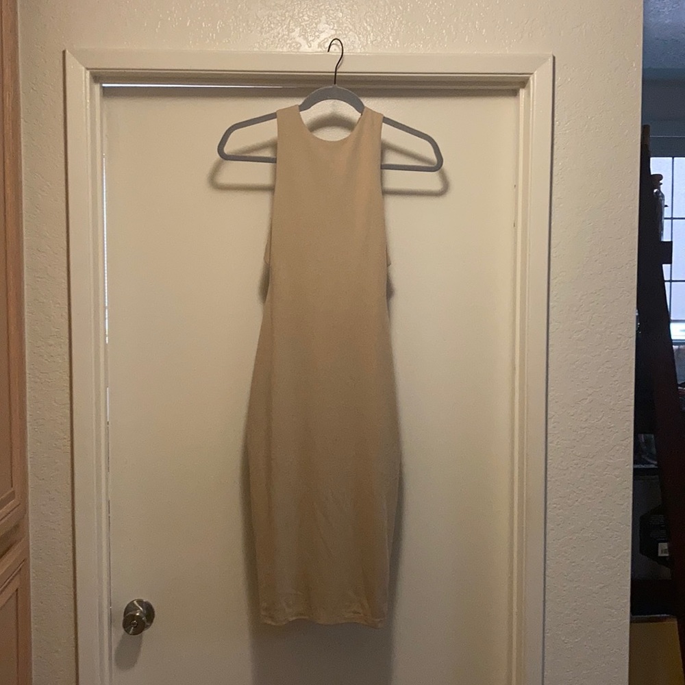 Tan bodycon dress with side detail